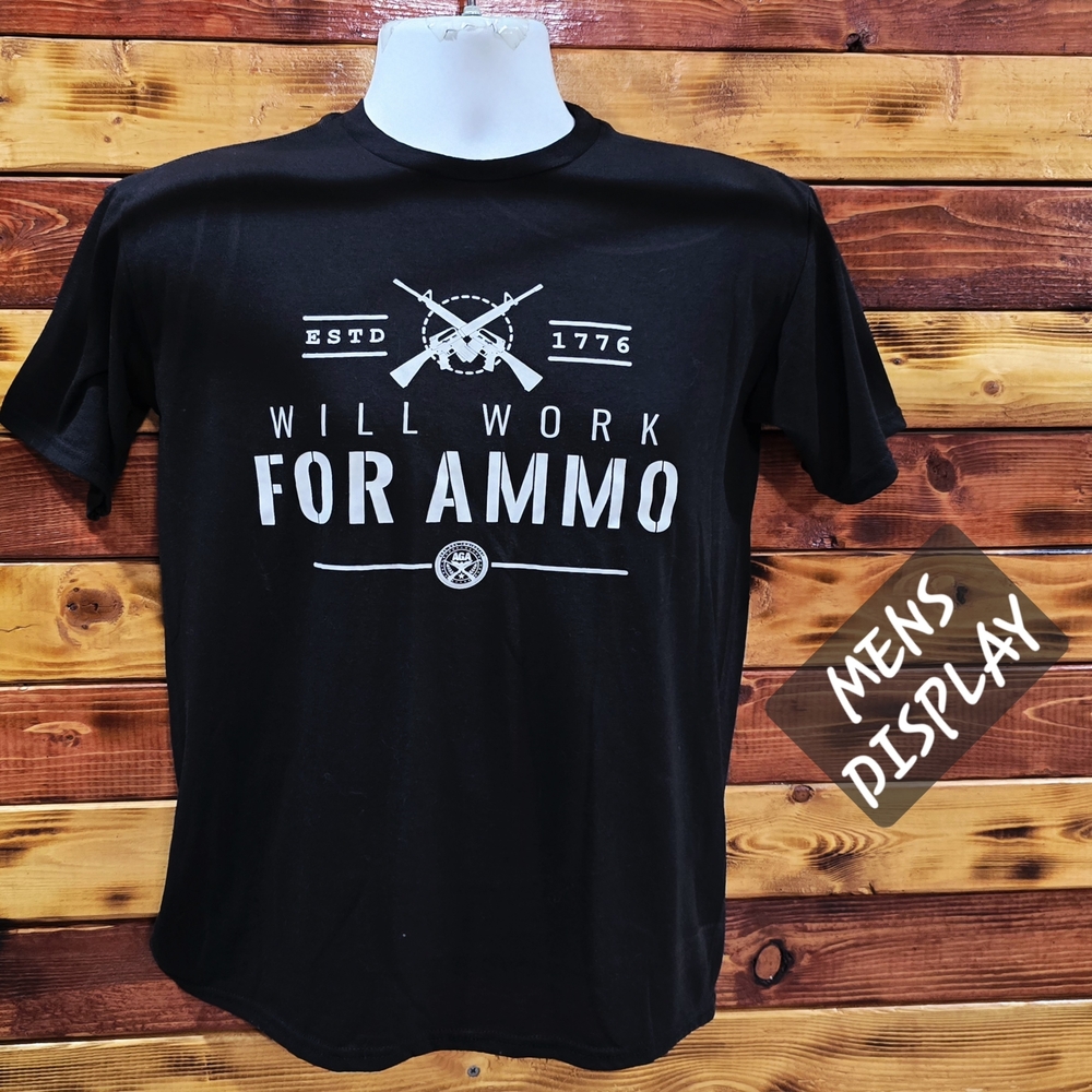 Delta Dri Will Work For Ammo Graphic Tee Black S 1776 Patriotic Gun Rights Shirt
